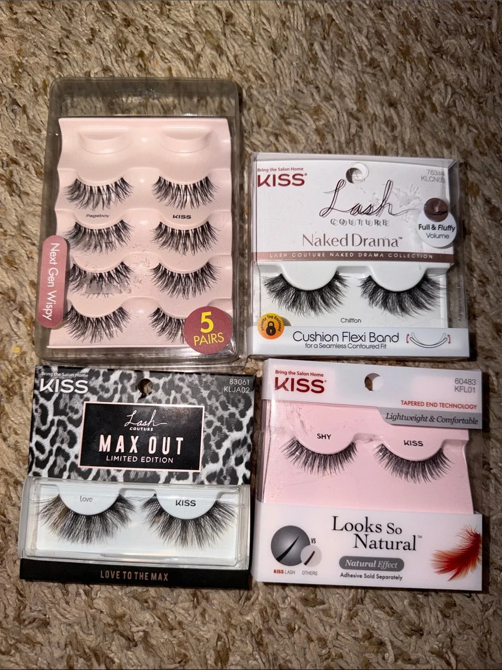 7 NEW - KISS Assorted Black False Eyelash Collection - Multiple Styles